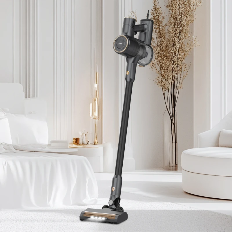 Aspirator vertical 2 in 1 Samus Sticky 61 Eco Gold LED, 600W, 17 kPa, filtru HEPA, rezervor 0.8L, gri/auriu