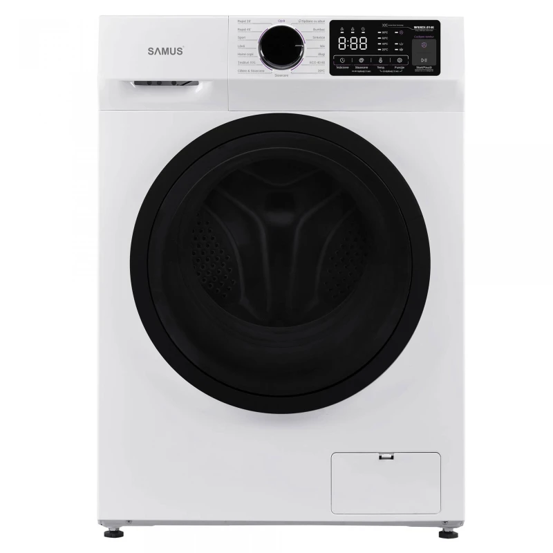 Masina de spalat rufe frontala, Samus WSNDI-8146, 8 kg, 1400 rpm, clasa A, adancime 47 cm, motor inverter, auto-echilibrare tambur, curatare tambur, pornire intarziata, blocare acces copii, control antispuma
