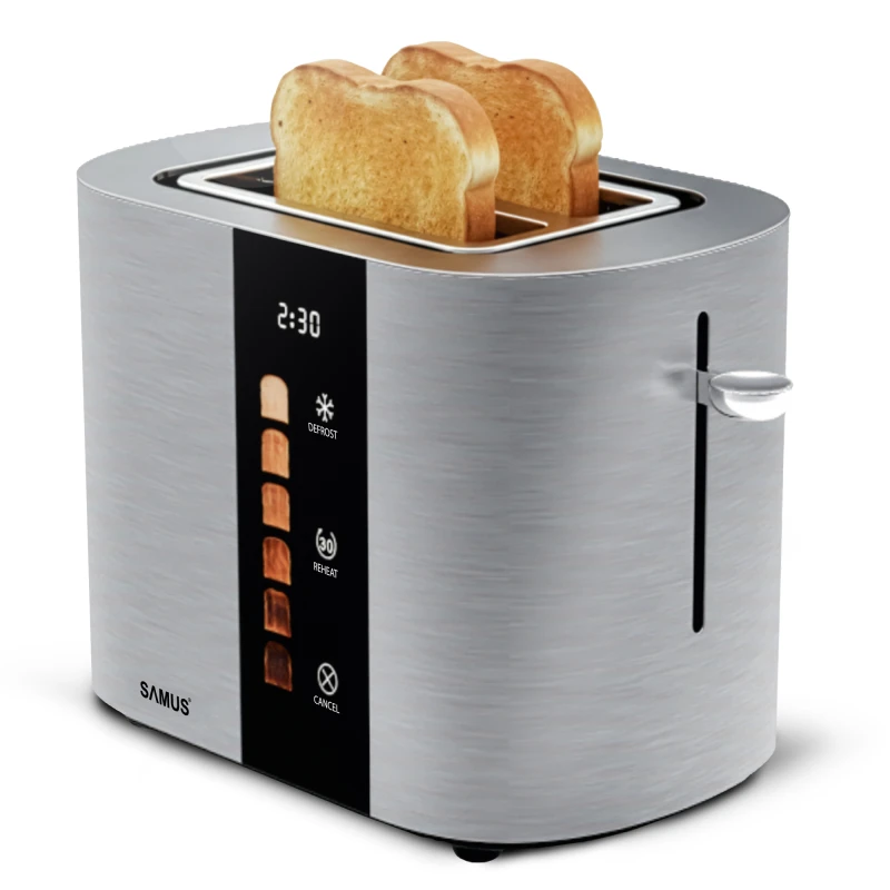 Prajitor de paine Samus Gourmet, 800W, 2 felii, 6 niveluri rumenire, afisaj digital, Touch Control