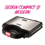 Sandwich maker Samus STG-750BX, 750W, placi grill antiaderente, termostat, carcasa cu inox