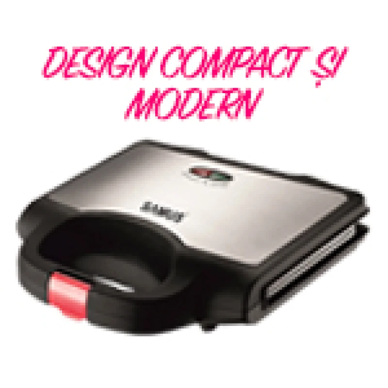Sandwich maker Samus STG-750BX, 750W, placi grill antiaderente, termostat, carcasa cu inox