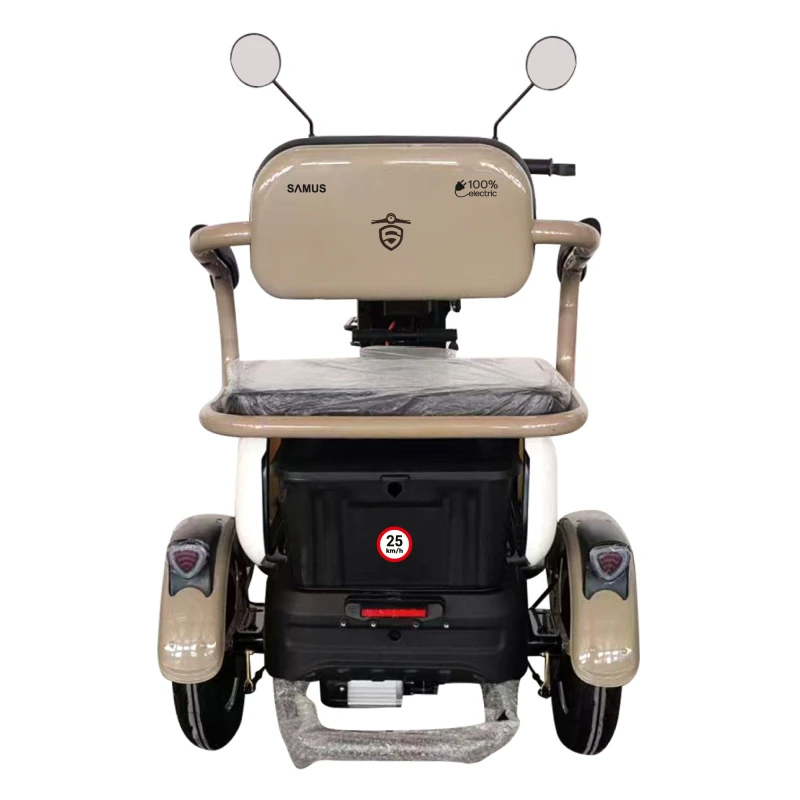 Triciclu electric Samus Kentucky-3R1-10T1000-60V20-Brown-White, Putere 1000 W, Autonomie 60 Km, viteza maxima de 25 km/h, conform reglementarilor UE, fara permis