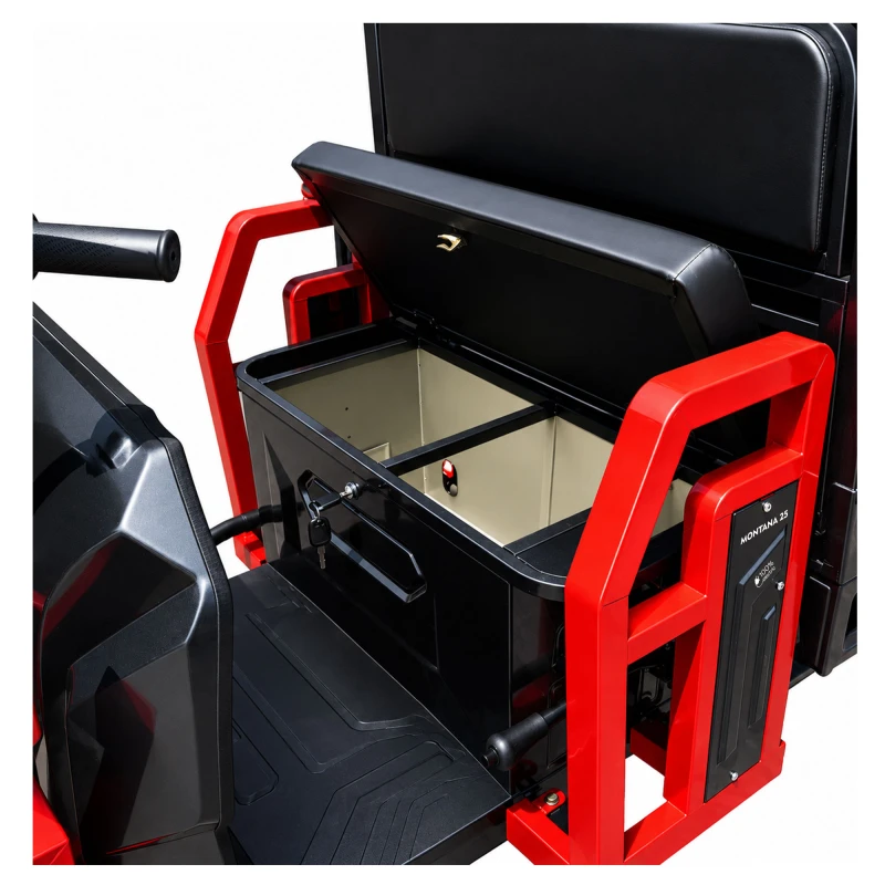 Triciclu electric cargo Samus Montana-25-1.3-72V32-Red-Dark Silver, 12 inch, putere maxima 3900W, acumulator 72V 32Ah, autonomie 48 km, viteza maxima de 25 km/h, conform reglementarilor UE, fara permis