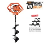 Motoburghiu de pamant RURIS TT14, motor pe benzina TEZ, 2 timpi, 68 CC, 3 CP, diametru burghie 150 mm, 200 mm, 250 mm