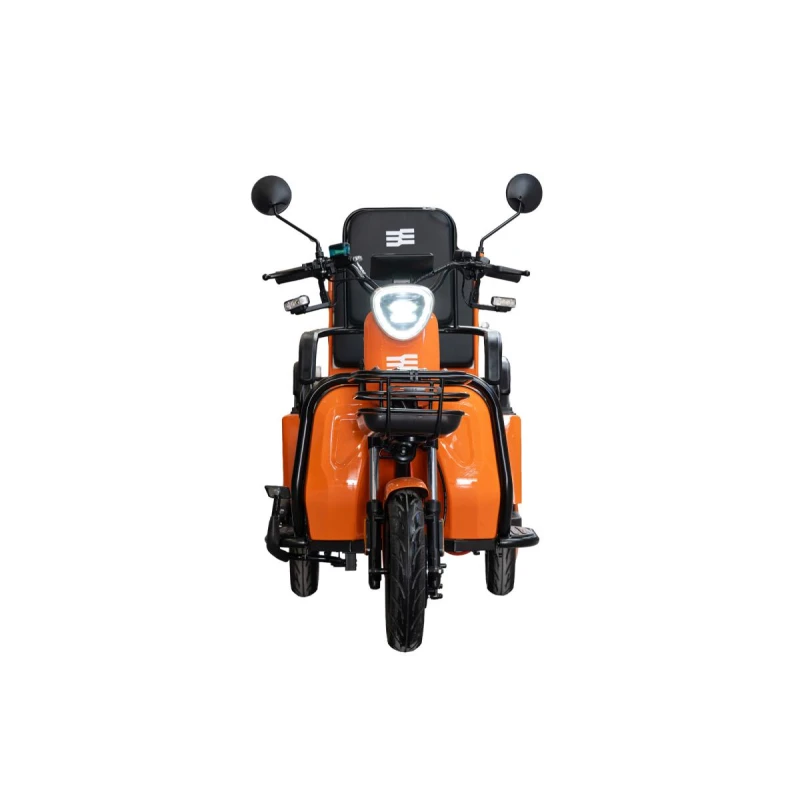 Triciclu electric BLADE DUO MAX 11, 1200W, 60V 20Ah, autonomie 50 km, 3+1 viteze, viteza maxima de 25 km/h, conform reglementarilor UE, fara permis, Portocaliu-Negru