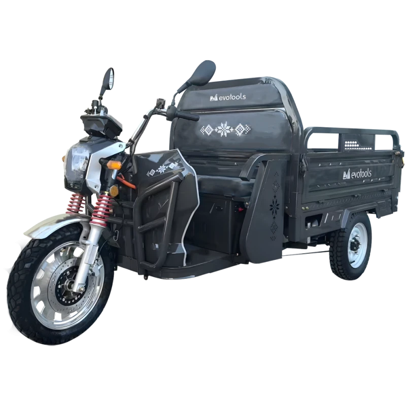 Triciclu Electric Cargo cu Descarcare Manuala TRCC1500N – putere maxima 3000W, 72V/58Ah, autonomie 60 km, bena basculabila cu piston, 3+R, frane hidraulice, viteza maxima de 25 km/h, conform reglementarilor UE, fara permis