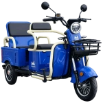 Triciclu electric Evotools TRCC1200, 1200W, baterie 60V20Ah, autonomie 52 KM, viteza maxima de 25 km/h, conform reglementarilor UE, fara permis, albastru