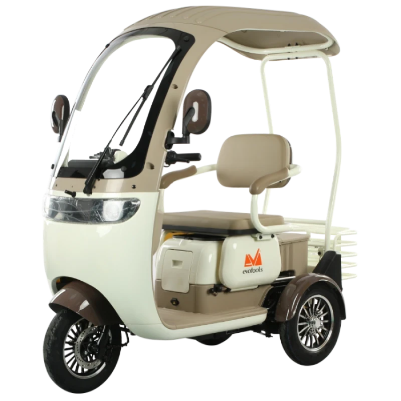 Triciclu Electric EvoTools, TRP1000CD Alb-Rosu, 1000W, 60V 20Ah, Autonomie, 56 km, viteza maxima de 25 km/h, conform reglementarilor UE, fara permis