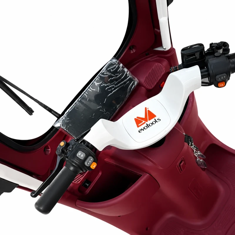 Triciclu Electric EvoTools, TRP1000CD Alb-Rosu, 1000W, 60V 20Ah, Autonomie, 56 km, viteza maxima de 25 km/h, conform reglementarilor UE, fara permis
