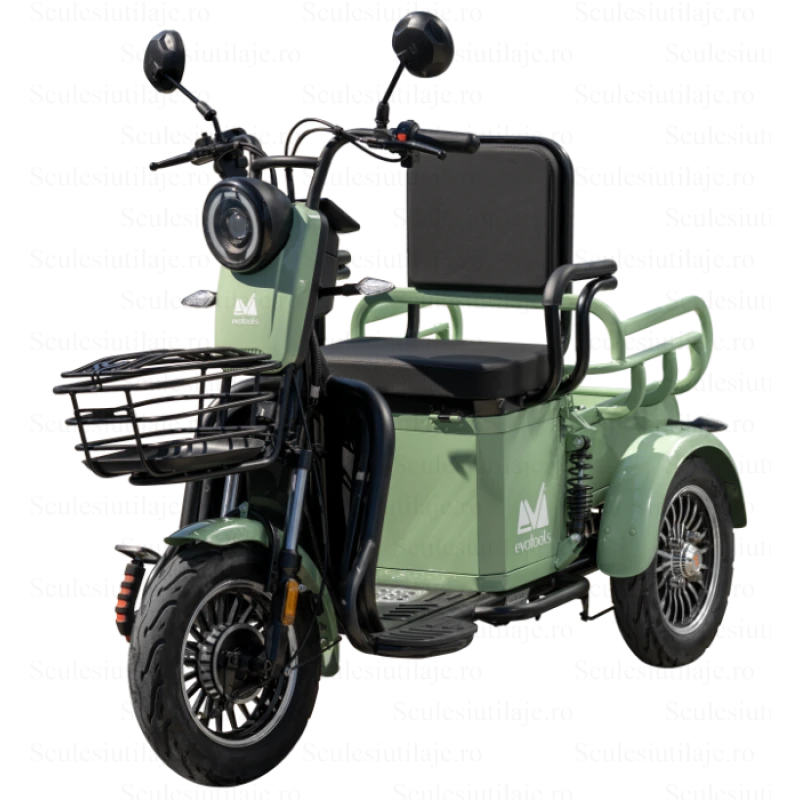 Triciclu Electric pentru Persoane TRP500 Verde – putere maxima 700W, 48V/20Ah, autonomie 35 km, 3+R, viteza maxima de 25 km/h, conform reglementarilor UE, fara permis