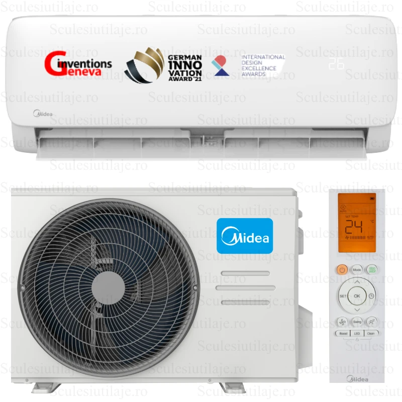 Aparat de aer conditionat Midea Xtreme Fresh, Inverter, 12000 BTU, Modul WiFi, Clasa A++, SmartSave, Auto Curatare, Lampa UV, filtru dublu, Incalzire si racire