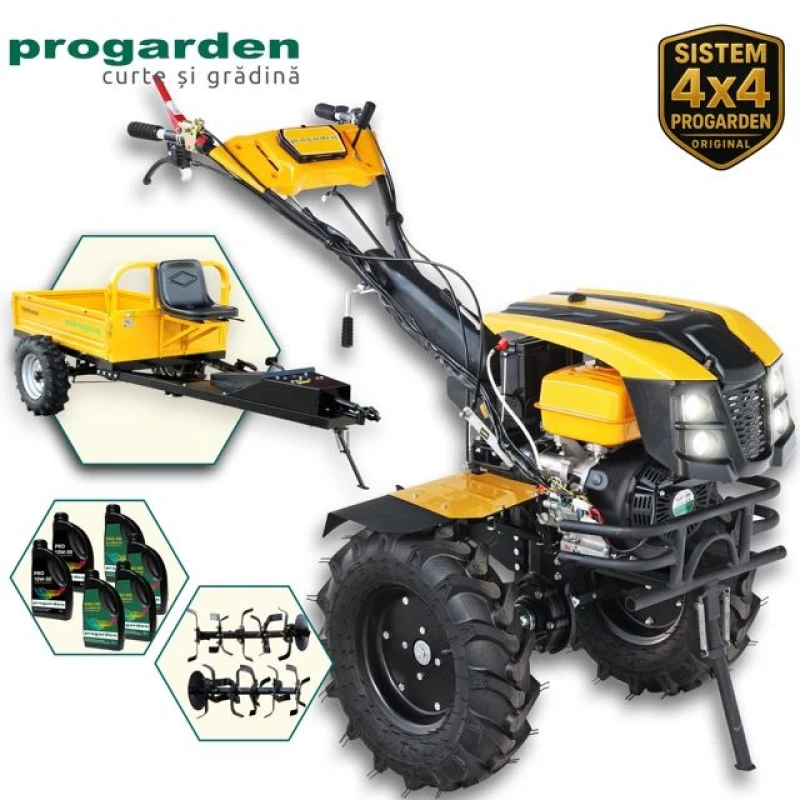 ProGARDEN Pachet Campo 1873 Alpine V2 Motocultor 18CP + RM500T Remorca + 6L Ulei