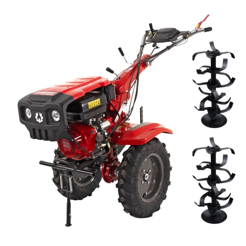 Motocultor Rotakt Gladiator RO15RE-2P, Benzina, pornire electrica motor 15CP, 2 prize putere, o priza PTO sincronizată pentru 4×4, latime lucru 135 cm freze roti cauciuc 5.00-12