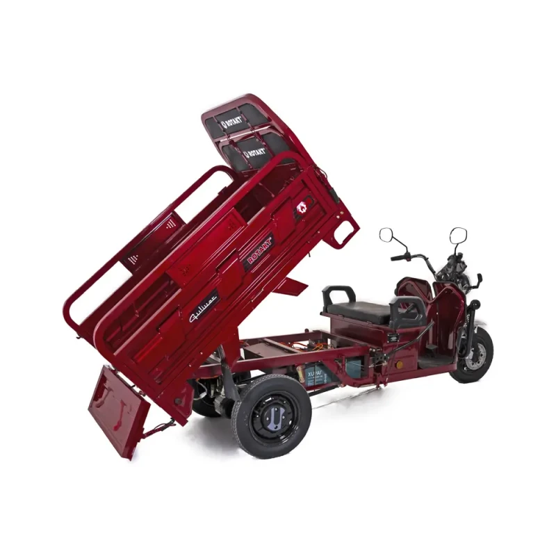 Tricicleta electrica Gulliver autonomie 90 km viteza 25 km/h bena basculabila obloane rabatabile putere 2000W acumulatori 72V/58Ah, reductor pentru greu si usor mecanic