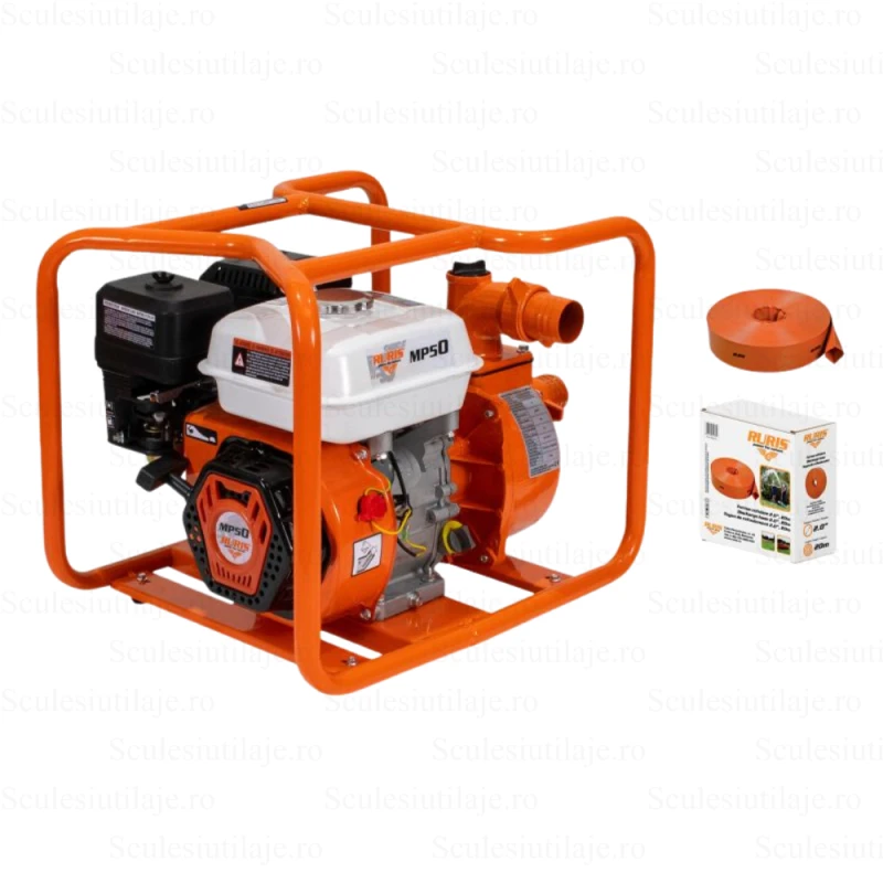 Motopompa RURIS MP50, motor benzina General Engine, 4 timpi, 212 CC, 7 CP, furtun refulare 2 inch, 20 m, absorbtie 8 m, refulare verticala 25 m