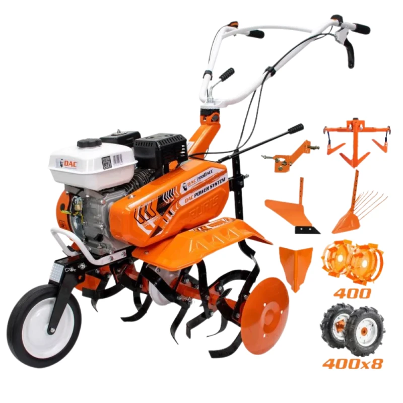 Motosapa RURIS DAC 7000ACC3, roti cauciuc 4.00-8, rarita, plug, adaptor, dispozitiv scos cartofi, roti metalice, cultivator