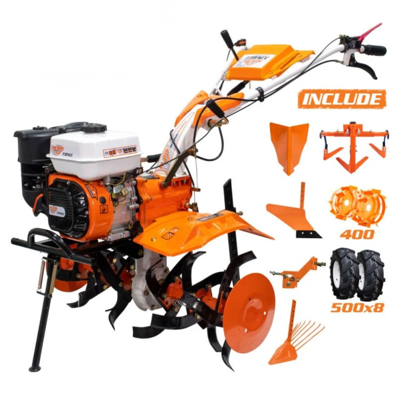 Motosapa RURIS 731ACC1, 8.5 CP, 208 cc, roti cauciuc + roti metalice 400 + rarita + plug + dispozitiv cartofi + cultivator