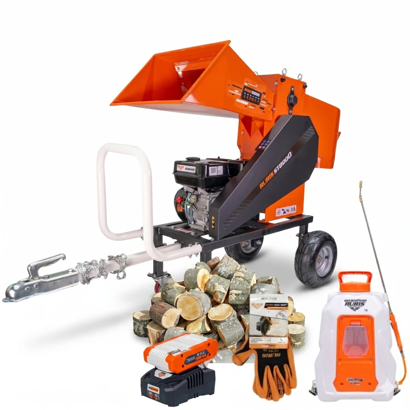 Pachet Livada Curata - Tocator de crengi RURIS STB 800 + Pulverizator electric RURIS RSE 1800 PRO + manusi de protectie RURIS Full Grip, size L