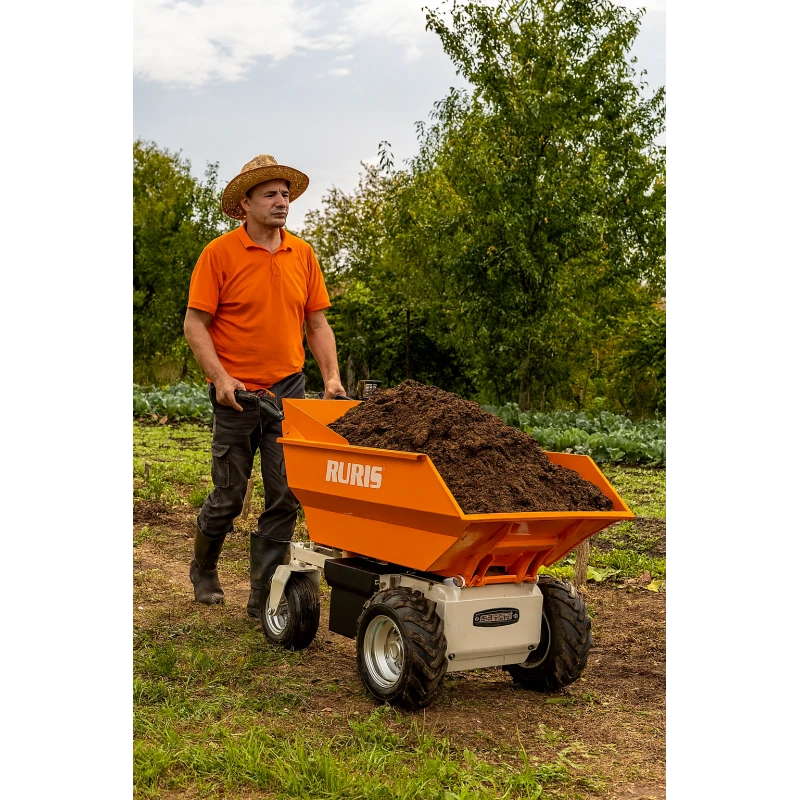 Roaba Electrica Autopropulsata RURIS RTS 5000 – Motor 1000W, Baterie 48V, Capacitate 500 kg, Basculare Hidraulica