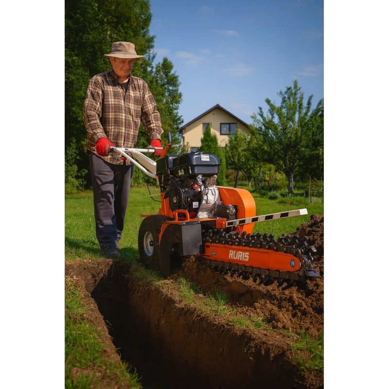 Masina de sapat santuri RURIS RTH 600, motor Ducar 17 CP, 420cc, lama 27 dinti, lungime lant 2350 mm, 6.5L rezervor