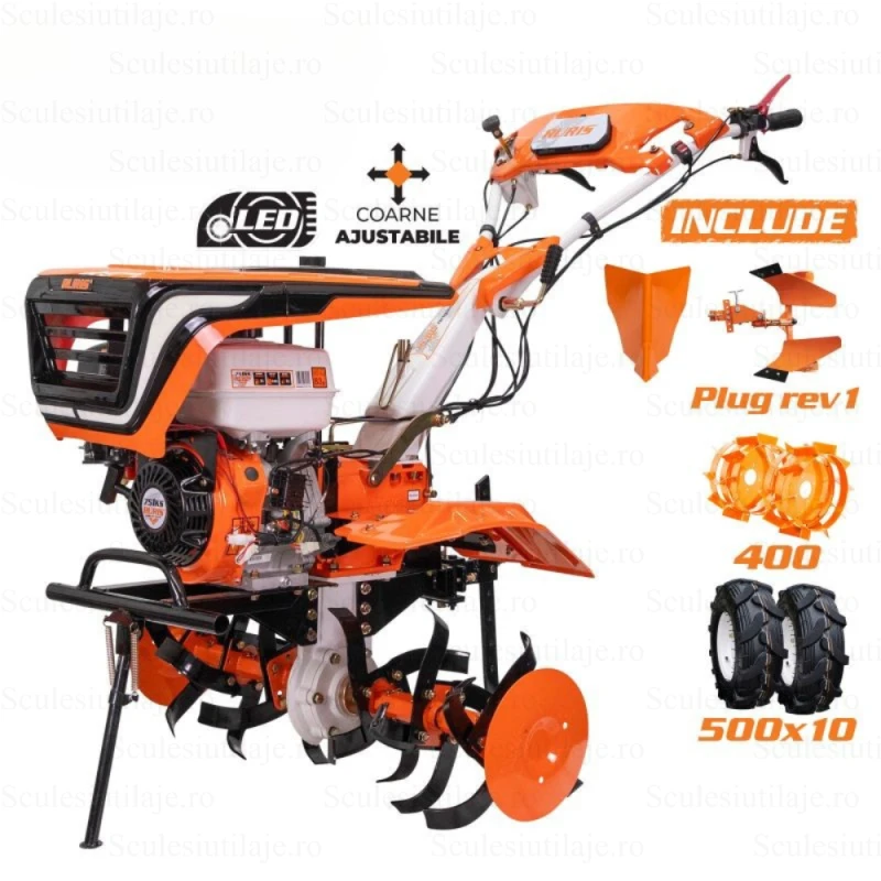 Motosapa RURIS 751KS, 9.5 CP, latime lucru 900 mm, adancime lucru 360 mm, rarita, plug reversibil, roti cauciuc si metalice 400 fara manicot