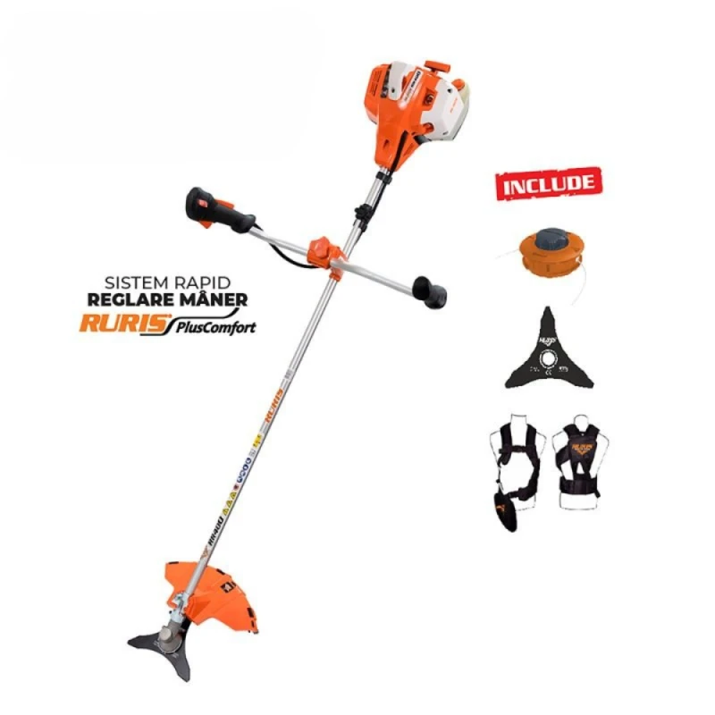 Motocositoare pe benzina RURIS RR400, motor KHUMMA, 2 timpi, 41.2 CC, 2.8 CP, diametru taiere 255 mm, rezervor 1 litru, aprindere electronica