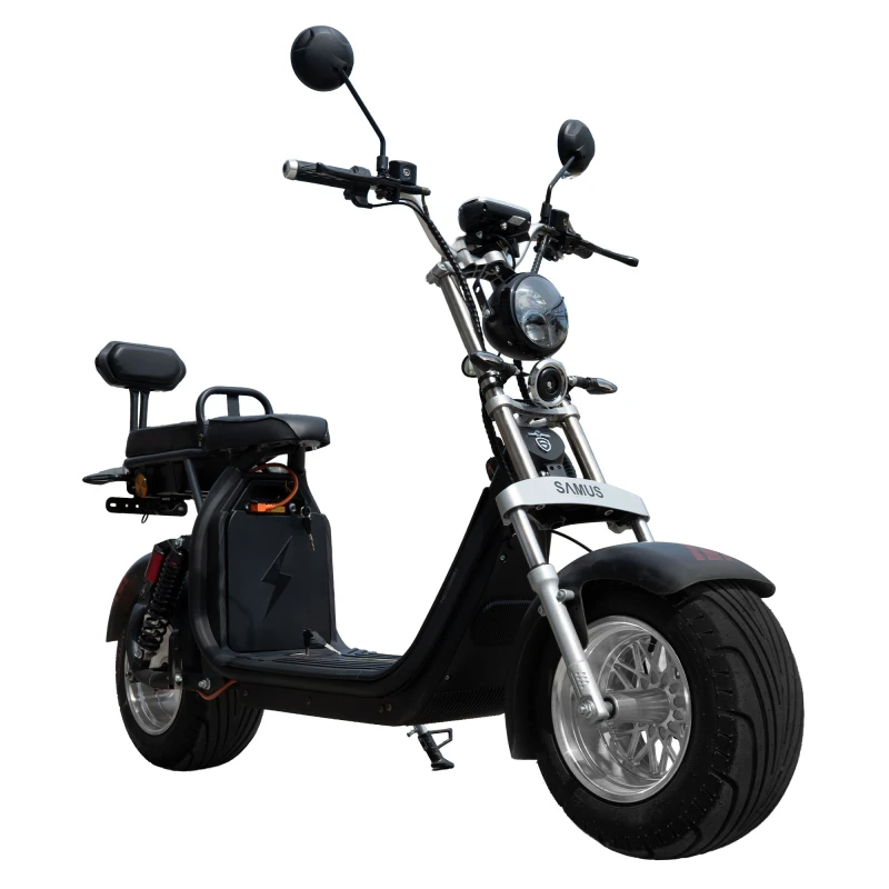 Scuter electric, Samus Indiana-10T2100-60V20L-Black, autonomie 60 km, putere maxima 2100 W, acumulator 60 V 20 Ah, viteza maxima de 25 km/h, conform reglementarilor UE, fara permis