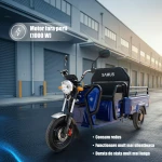 Triciclu electric, Samus Cargo RANGER-25-1.1-72V32-Blue, putere maxima 3600W, acumulator 72V 32Ah, autonomie 60 km, viteza maxima de 25 km/h, conform reglementarilor UE, fara permis