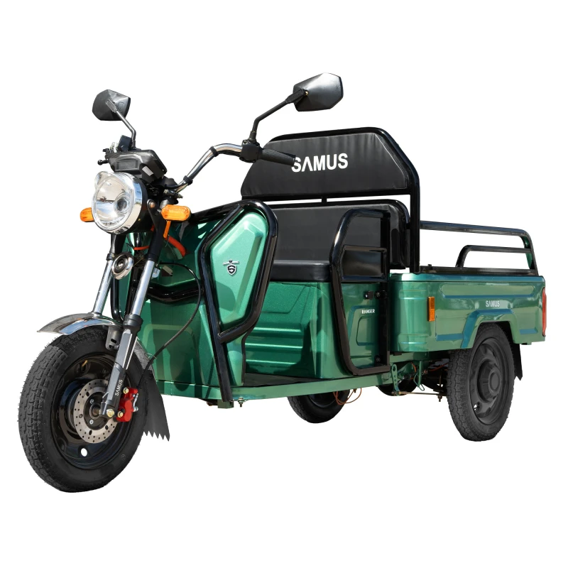 Triciclu electric, Samus Cargo RANGER-25-1.1-72V32-Green, putere maxima 3600W, acumulator 72V 32Ah, autonomie 60 km, viteza maxima de 25 km/h, conform reglementarilor UE, fara permis