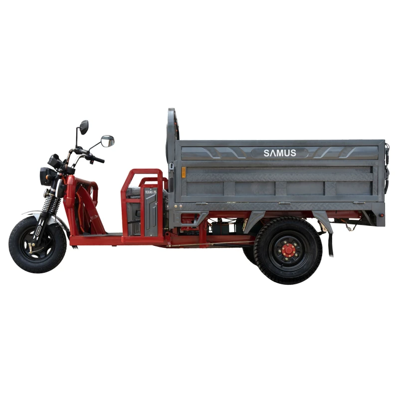 Triciclu electric, Samus Cargo TEXAS-25-1.7-72V58-Red-Dark Silver, putere maxima 4000W, acumulator 72V 58Ah, autonomie 70 km, viteza maxima de 25 km/h, conform reglementarilor UE, fara permis