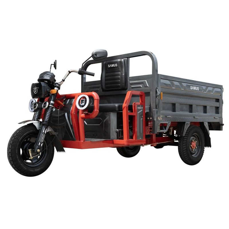 Triciclu electric, Samus Cargo TEXAS-25-1.7-72V58-Red-Dark Silver, putere maxima 4000W, acumulator 72V 58Ah, autonomie 70 km, viteza maxima de 25 km/h, conform reglementarilor UE, fara permis