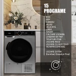 Uscator de rufe Samus SADP-836DS, Pompa de caldura, 8 kg, 15 programe, Clasa D, Igienizare UV, Afisaj electronic (Gri inchis)