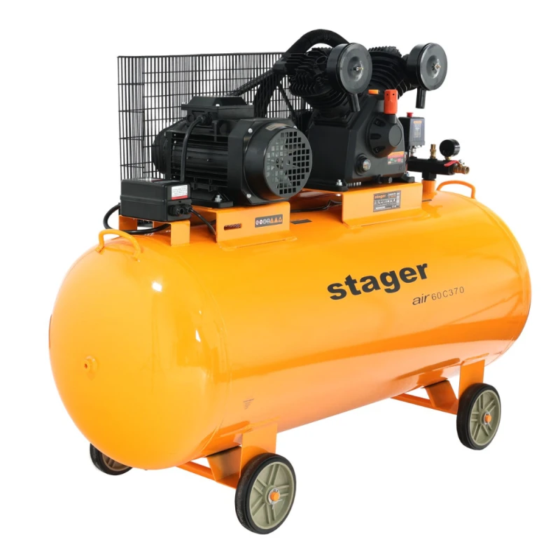 Stager Air 60C370 compresor aer, 370L, 10bar, 600L/min, trifazat, angrenare curea