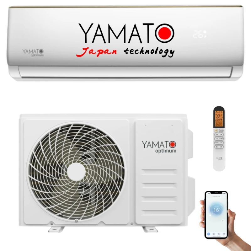 Aparat de aer conditionat Yamato Optimum YW24T2, 24000 BTU, Wifi, Inverter, Kit instalare inclus, Alb