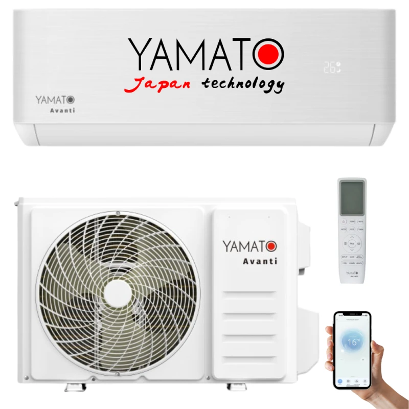 Aer conditionat Yamato Avanti YW09T3, 9000 BTU, Clasa A++/A+, Inverter,Wi-Fi, Golden Fin + Kit instalare inclus, Functie, Racire, Incalzire