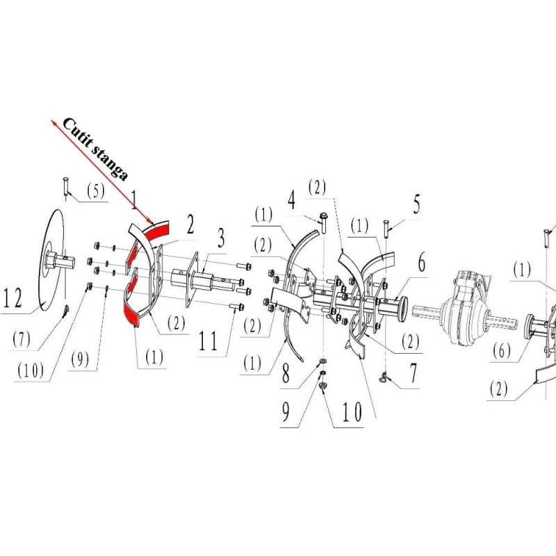 Cutit stanga RURIS 51210003, pentru motocultoarele Ruris
