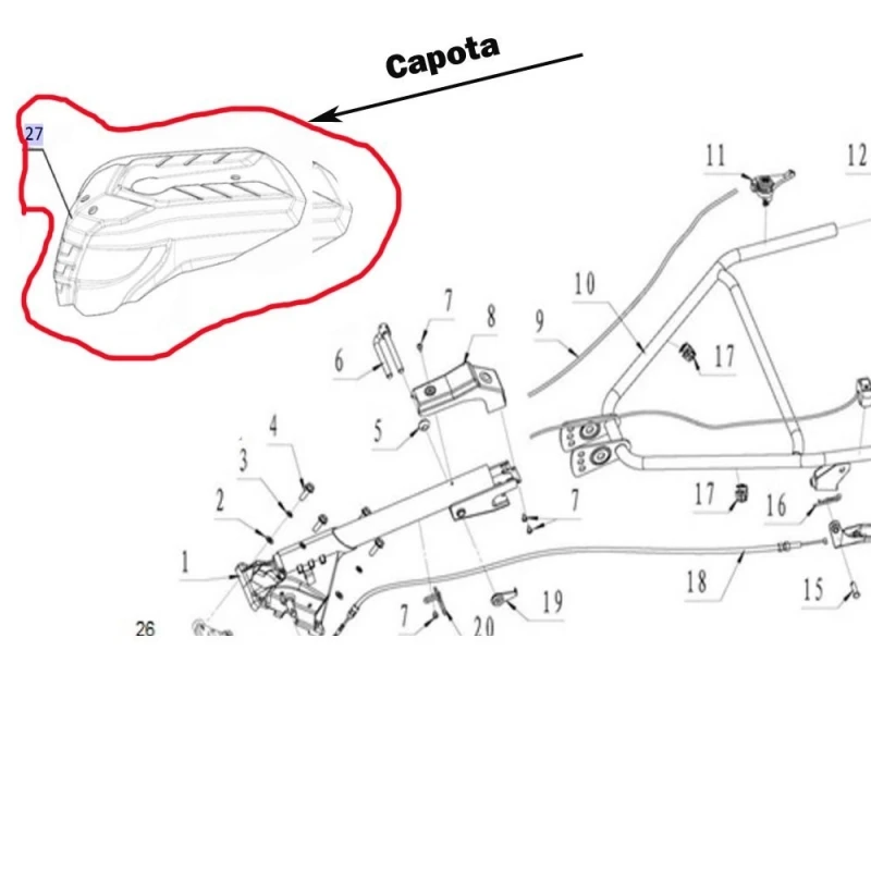 Capota RURIS PS6500k-2-27, pentru motosapa Ruris 7500acc