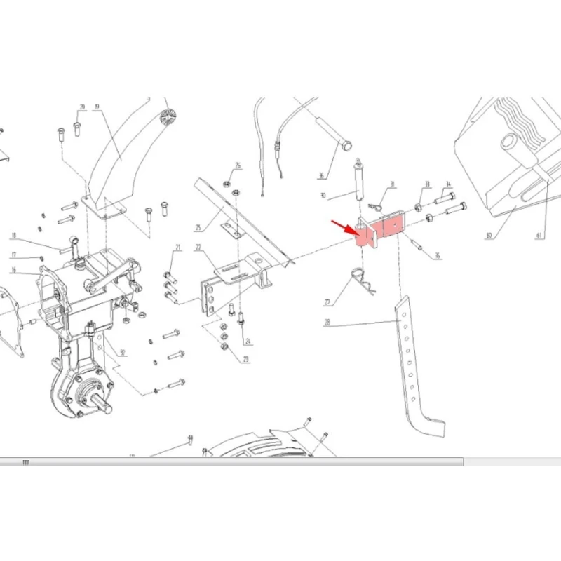 Suport picior adancime RURIS PS731-1-29, pentru motocultor Ruris 731K