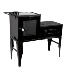 Soba pe Lemne cu Plita din Fonta (3 Ochiuri) și Cuptor Stanga, Emailata, Ø120 mm, 1000x1150x450 mm, Randament 67%, Negru