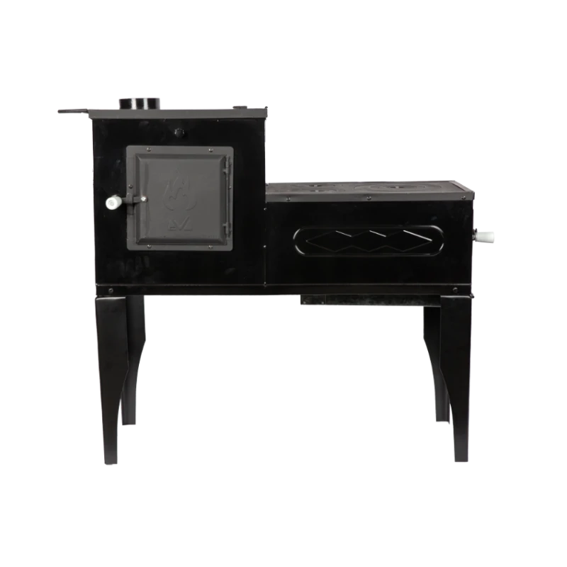 Soba pe Lemne cu Plita din Fonta (3 Ochiuri) și Cuptor Stanga, Emailata, Ø120 mm, 1000x1150x450 mm, Randament 67%, Negru