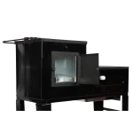 Soba pe Lemne cu Plita din Fonta (3 Ochiuri) și Cuptor Stanga, Emailata, Ø120 mm, 1000x1150x450 mm, Randament 67%, Negru