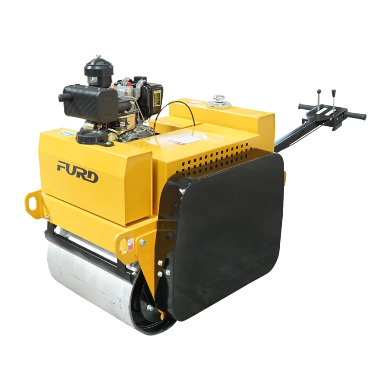 Cilindru compactor 550kg cu tamburi 2x600mm si motor diesel 6CP, CF178, pornire elctrica sau manuala