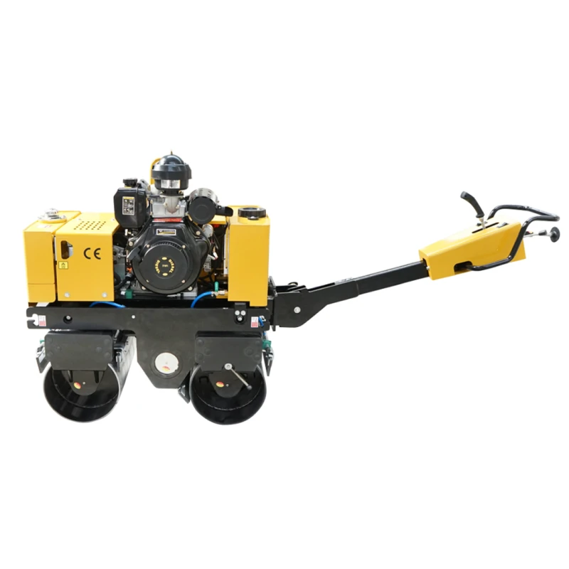Cilindru compactor 800kg, cu tambur 2x635mm, motor 9CP diesel CF178, pornire electrica sau manuala
