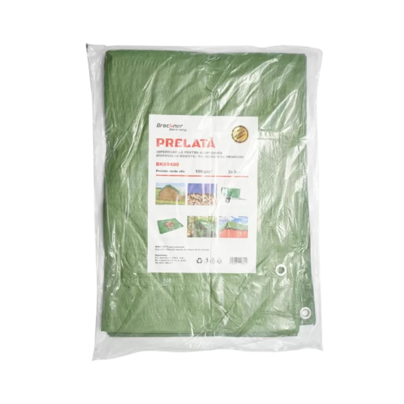 Prelata cu ochiuri de prindere 100g/m2 verde 2x3m