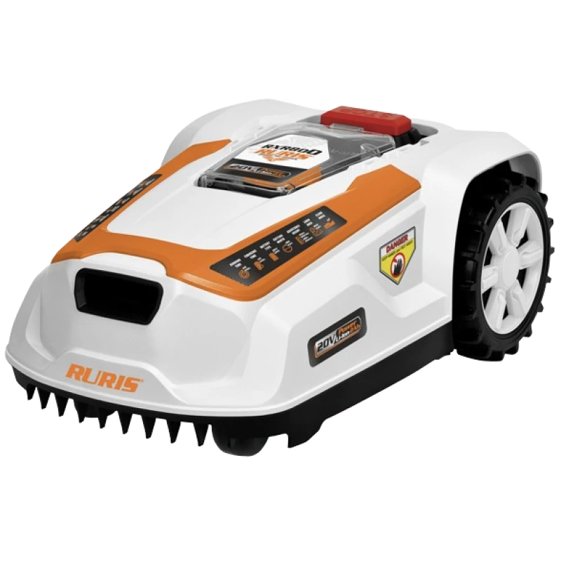 Robot de tuns gazon RURIS RXR800, latime de lucru 180 mm, suprafata de lucru 800 mp, acumulator Li-Ion, 20V, 2Ah, panta 20 grade