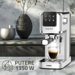 Espressor manual Samus PICCOLO 20 K, 1350 W, 20 bari, Rezervor 1.2 l, 5 bauturi, Utilizare cafea macinata sau capsule (Inox)