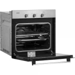 Cuptor incorporabil Samus SC616GTXV, Electric, 62 L, 5 functii, Timer, Ventilatie tangentiala de racire, Clasa A, Geam Low-E, Butoane ergonomice, Maner metalic, Negru/Inox