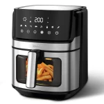 Friteuza cu aer cald Samus AF6.5B-S1700DW, 6.5 l, 1700 W, Timer 0-60 minute, Afisaj electronic, 8 programe, Temperatura ajustabila 80-200 C (Negru/Inox)