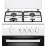 Aragaz Samus SM561ABS, 4 Arzatoare gaz, Cuptor gaz, Siguranta plita si cuptor, Geam dublu la cuptor, Alb