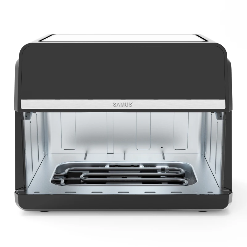 Friteuza dubla cu aer cald Samus AF9DUO-S2600DW, 9 l, 2600 W, Timer 0-60 minute, Fereastra, 10 programe, Temperatura ajutabila 50-200 C (Negru)